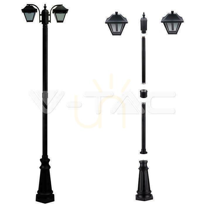 Show V-TAC Garden Lantern 2XE27 230cm IP44 Black VT-847 3 Years Warranty V-TAC Garden Lantern 2XE27 230cm IP44 Black VT-847 3 Years Warranty