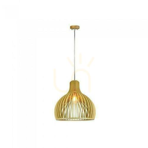 Check V-TAC E27 Wooden Cone Fi450 VT-4453 Pendant Luminaire 5 Years Warranty