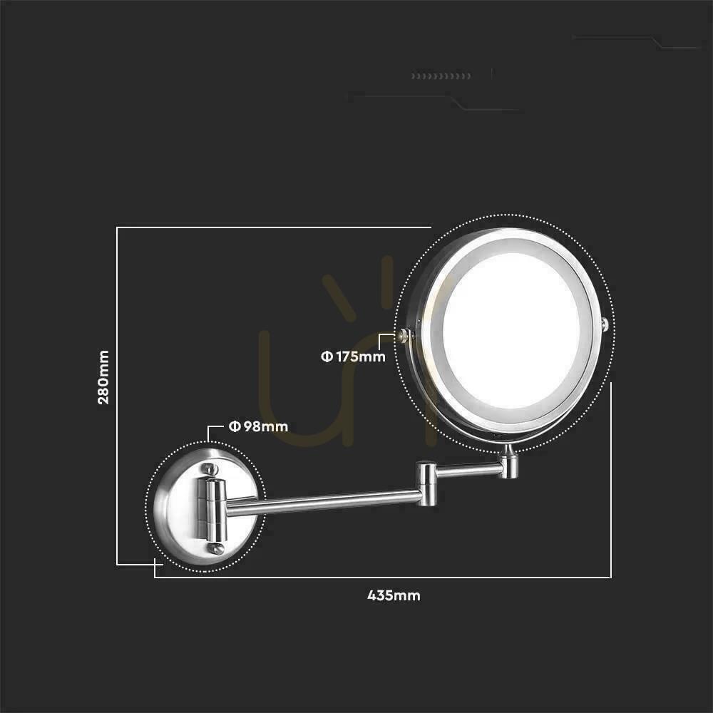 Show V-TAC 3W LED Bathroom Makeup Mirror 4xAAA Fi.17CM Chrome VT-7571 6400K 30lm V-TAC 3W LED Bathroom Makeup Mirror 4xAAA Fi.17CM Chrome VT-7571 6400K 30lm