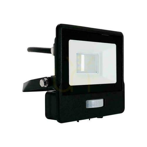 Check V-TAC LED Projector 10W SAMSUNG CHIP Motion Sensor Black Cable 1M VT-118S-1 6400K 735lm 5 Years Warranty