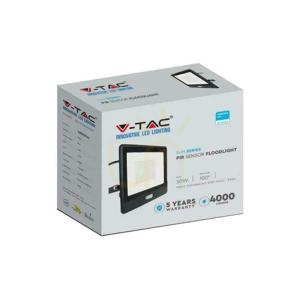 Display LED Projector V-TAC 50W SAMSUNG CHIP Motion Sensor Black Cable 1M VT-158S-1 6400K 4000lm 5 Years Warranty LED Projector V-TAC 50W SAMSUNG CHIP Motion Sensor Black Cable 1M VT-158S-1 6400K 4000lm 5 Years Warranty