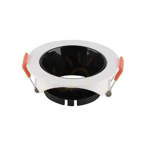 Check V-TAC VT-931 Round Recessed GU10 Spotlight Fitting, White with Black Reflector, 85 mm