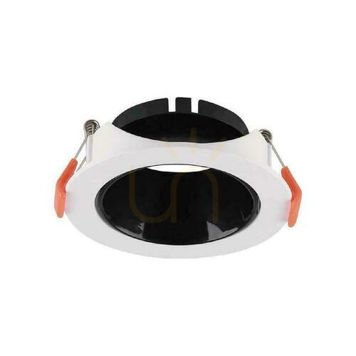 Check V-TAC VT-931 Round Recessed GU10 Spotlight Fitting, White with Black Reflector, 85 mm