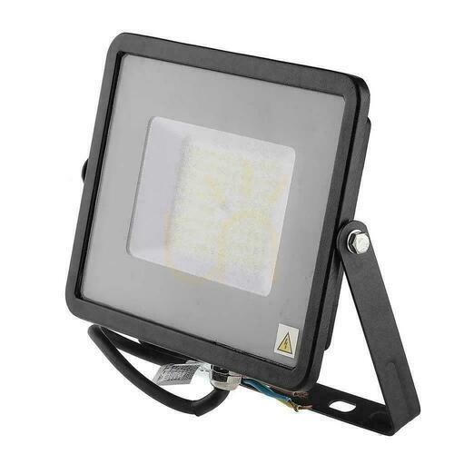 Check V-TAC 50W SAMSUNG CHIP SLIM LED Projector Black VT-56 4000K 5750lm 5 Years Warranty