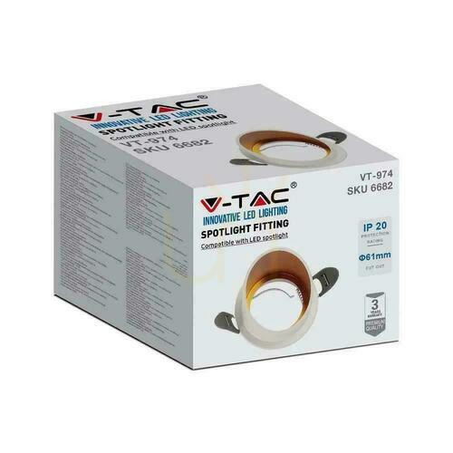 Check V-TAC VT-974RD-W white/gold recessed spotlight GU10 68 × 72 mm