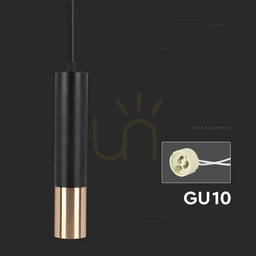 Check V-TAC GU10 Pendant Luminaire Black+Gold 60x300mm VT-977 3 Years Warranty V-TAC GU10 Pendant Luminaire Black+Gold 60x300mm VT-977 3 Years Warranty