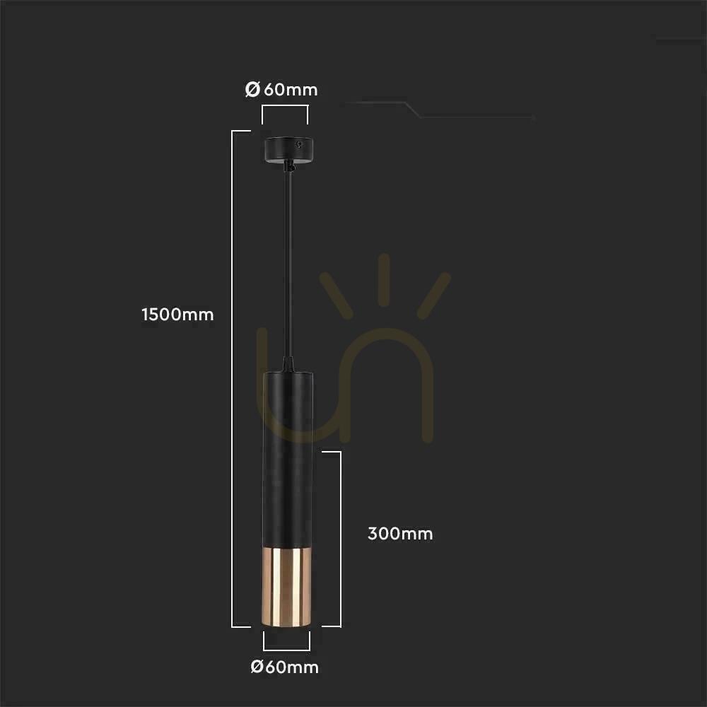 Display V-TAC GU10 Pendant Luminaire Black+Gold 60x300mm VT-977 3 Years Warranty V-TAC GU10 Pendant Luminaire Black+Gold 60x300mm VT-977 3 Years Warranty
