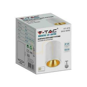 V-TAC GU10 Round Surface Mounted Tube White+Gold 98x118mm VT-978RD 3 Year Warranty 1 V-TAC GU10 Round Surface Mounted Tube White+Gold 98x118mm VT-978RD 3 Year Warranty small 1