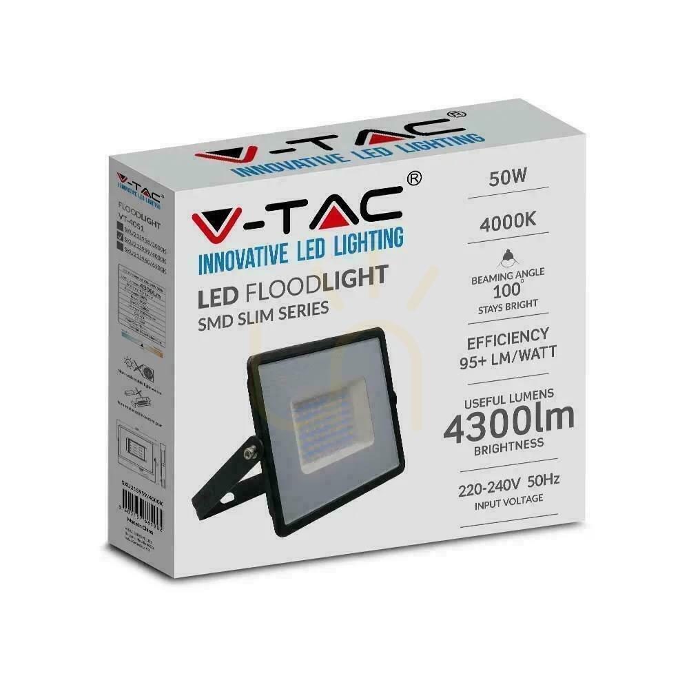 View V-TAC 50W SMD E-Series LED Projector Black VT-4051 6500K 4300lm. V-TAC 50W SMD E-Series LED Projector Black VT-4051 6500K 4300lm.
