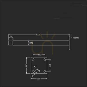 V-TAC garden luminaire pole 3mb fi70-75 VT-45W VT-65W SKU 5150 5151 5152 5153 small 4
