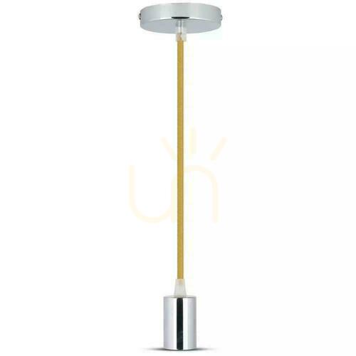 Check V-TAC Pendant Luminaire Chrome Metal Beige Wire VT-7338-BE 5 Year Warranty