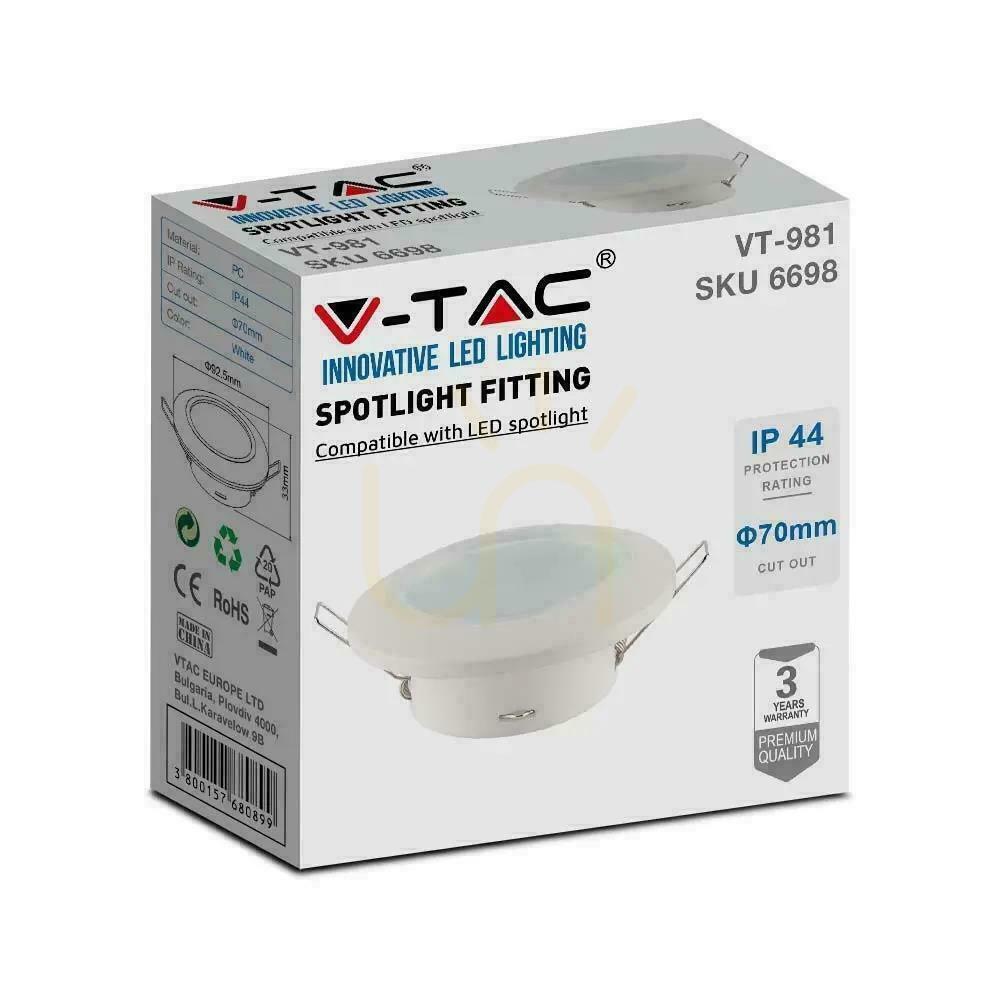 Display Mesh V-TAC GU10 Recessed Round Sealed with glass IP44 White VT-981 3 Years Warranty Mesh V-TAC GU10 Recessed Round Sealed with glass IP44 White VT-981 3 Years Warranty