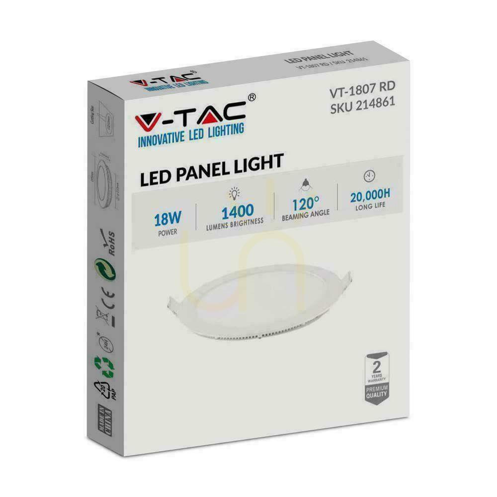 Display LED panel V-TAC Premium Downlight 18W Round fi225 VT-1807 4000K 1400lm LED panel V-TAC Premium Downlight 18W Round fi225 VT-1807 4000K 1400lm