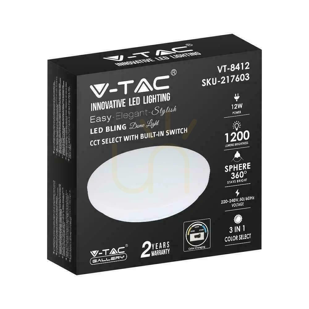 Preview Plafond V-TAC 12W Milky CCT Color Change fi.255 VT-8412 3000K-6400K 1200lm Plafond V-TAC 12W Milky CCT Color Change fi.255 VT-8412 3000K-6400K 1200lm
