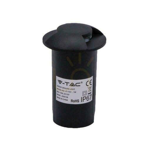 Check Garden Ground Mounted Overhead 1W LED Black 2-sided IP67 V-TAC VT-1161-B 6500K 10lm