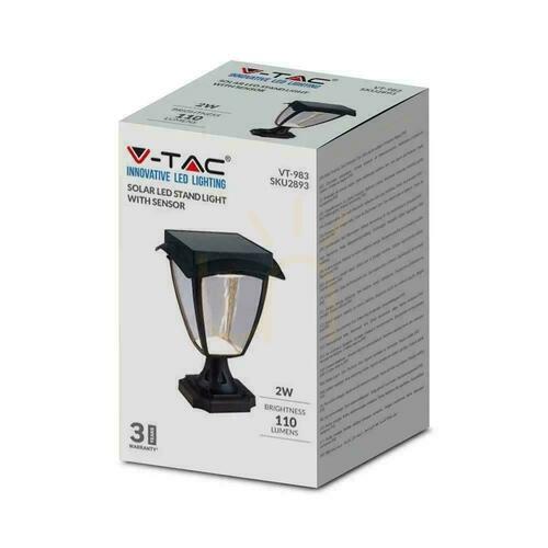 Check Solar V-TAC 2W LED Garden Pole IP44 25cm VT-983 3000K+6000K 110lm 3 Years Warranty