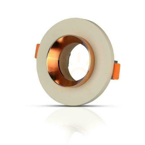 Check Round GU10 recessed ceiling fitting V-TAC VT-862-MRC, off-white and matt rose gold