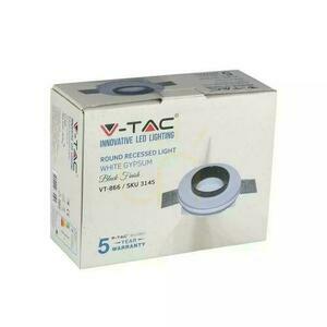 V-TAC VT-866-BRD GU10 recessed gypsum fitting, white with black ring, 100 mm small 2