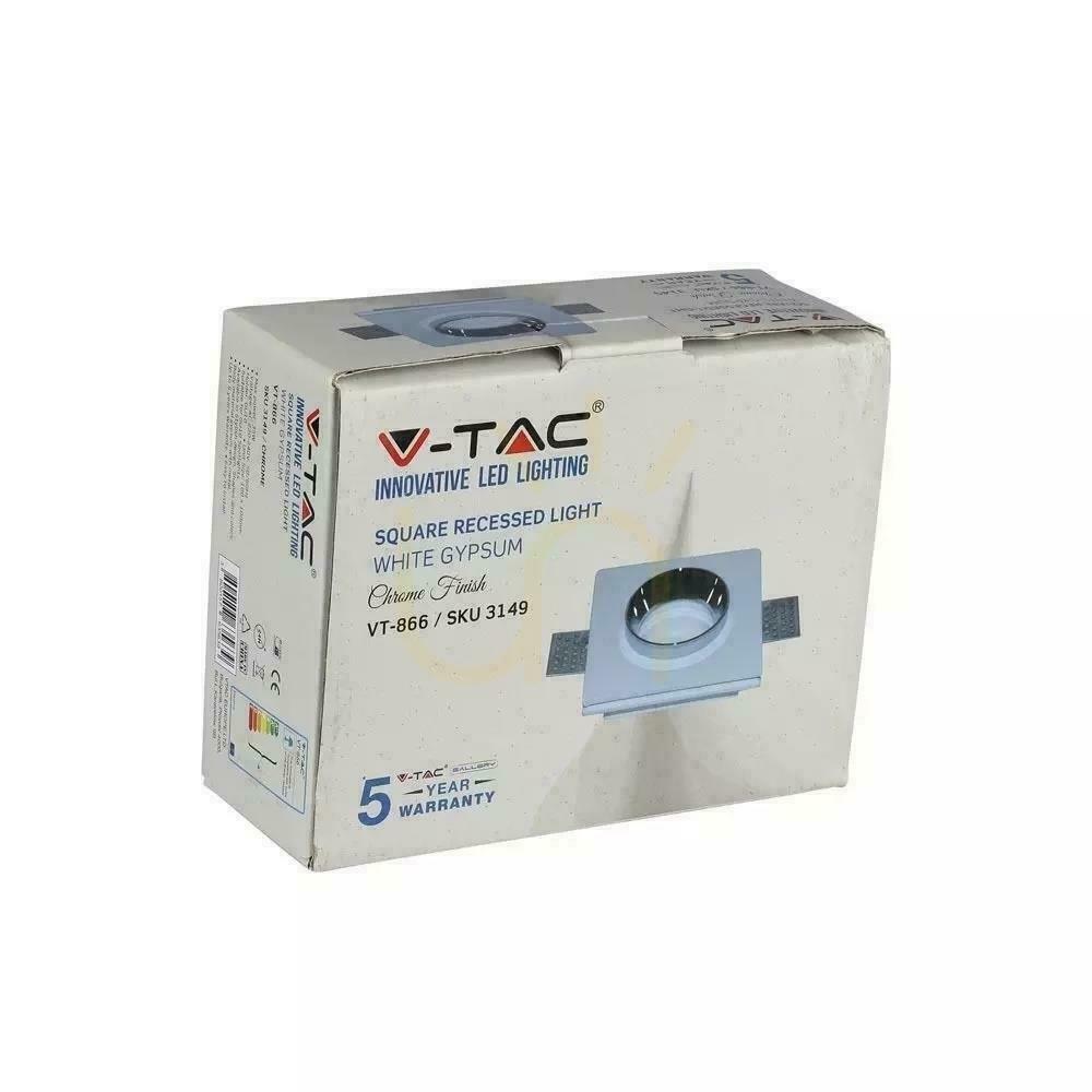 Show Mesh V-TAC GIPS GU10 Square Recessed G-K White+Chrome VT-866-CSQ 5 Year Warranty Mesh V-TAC GIPS GU10 Square Recessed G-K White+Chrome VT-866-CSQ 5 Year Warranty