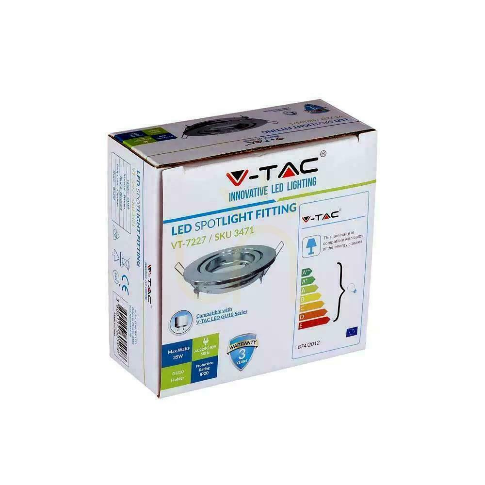 Display V-TAC GU10 Round Movable Chrome Mesh VT-7227RD-SS V-TAC GU10 Round Movable Chrome Mesh VT-7227RD-SS