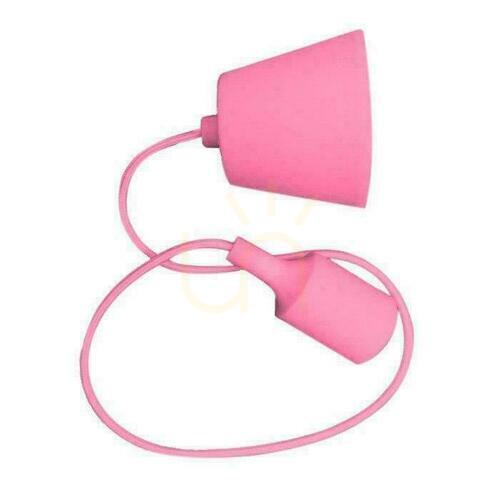Check V-TAC E27 Pink VT-7228-PN Silicone Pendant Luminaire 5 Year Warranty