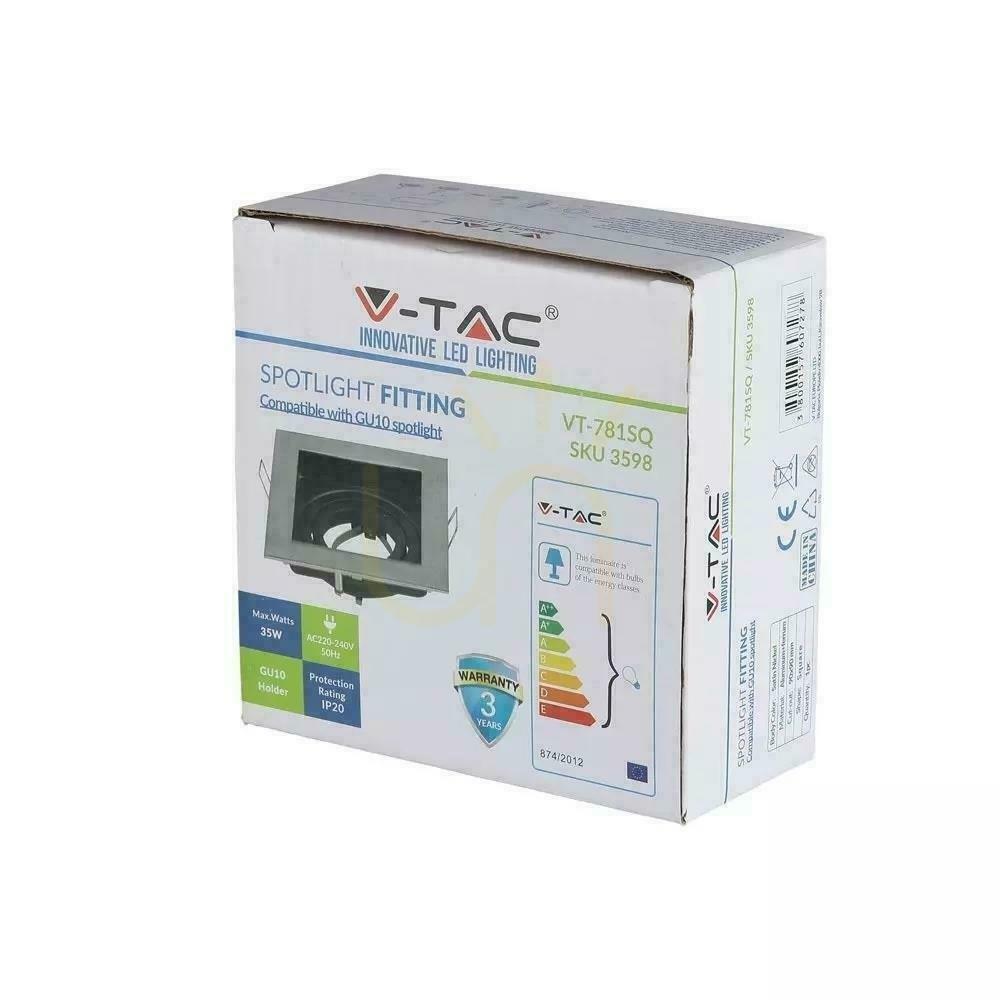 Preview V-TAC Aluminum Eyelet GU10 Square Satin/Black VT-781SQ-SN V-TAC Aluminum Eyelet GU10 Square Satin/Black VT-781SQ-SN