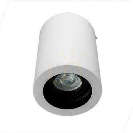 Check V-TAC Aluminum GU10 Round Surface Mounted Tube White+Black 142x100 VT-796-WH Luminaire