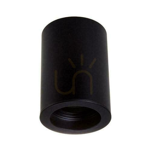 Check V-TAC VT-796-B GU10 surface-mounted ceiling light, black aluminium cylinder 142 × 100 mm