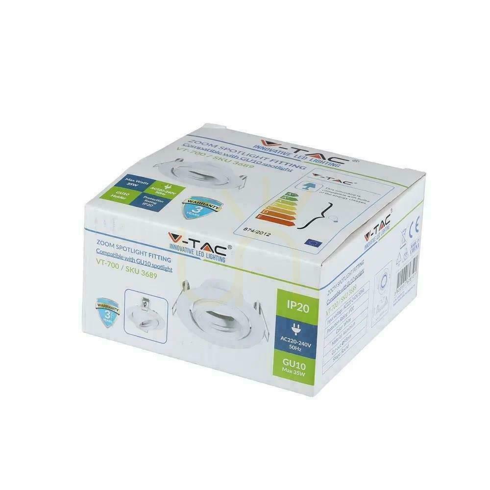 Check V-TAC GU10 Movable Mesh Swivel Snail White VT-700W V-TAC GU10 Movable Mesh Swivel Snail White VT-700W