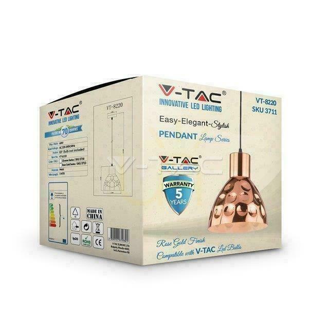 View V-TAC Pendant Luminaire Pink Gold fi220 VT-8220 5 Year Warranty V-TAC Pendant Luminaire Pink Gold fi220 VT-8220 5 Year Warranty