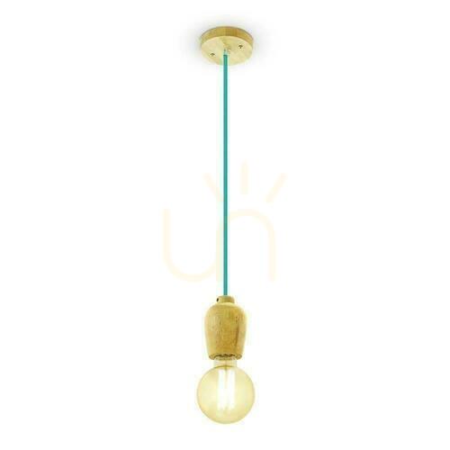 Check V-TAC VT-7778-BL wooden E27 pendant lampholder with blue 1 m cable