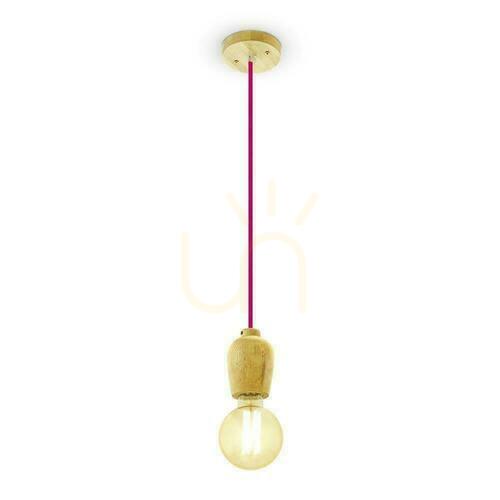 Check V-TAC Pendant Luminaire Wood Red Wire VT-7778-R 5 Year Warranty
