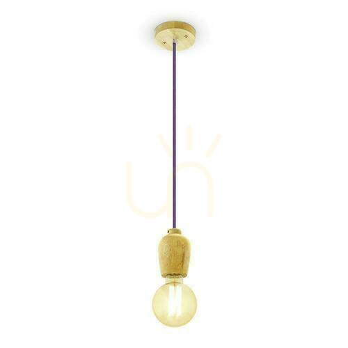 Check V-TAC Pendant Luminaire Wood Purple Wire VT-7778-PR 5 Year Warranty
