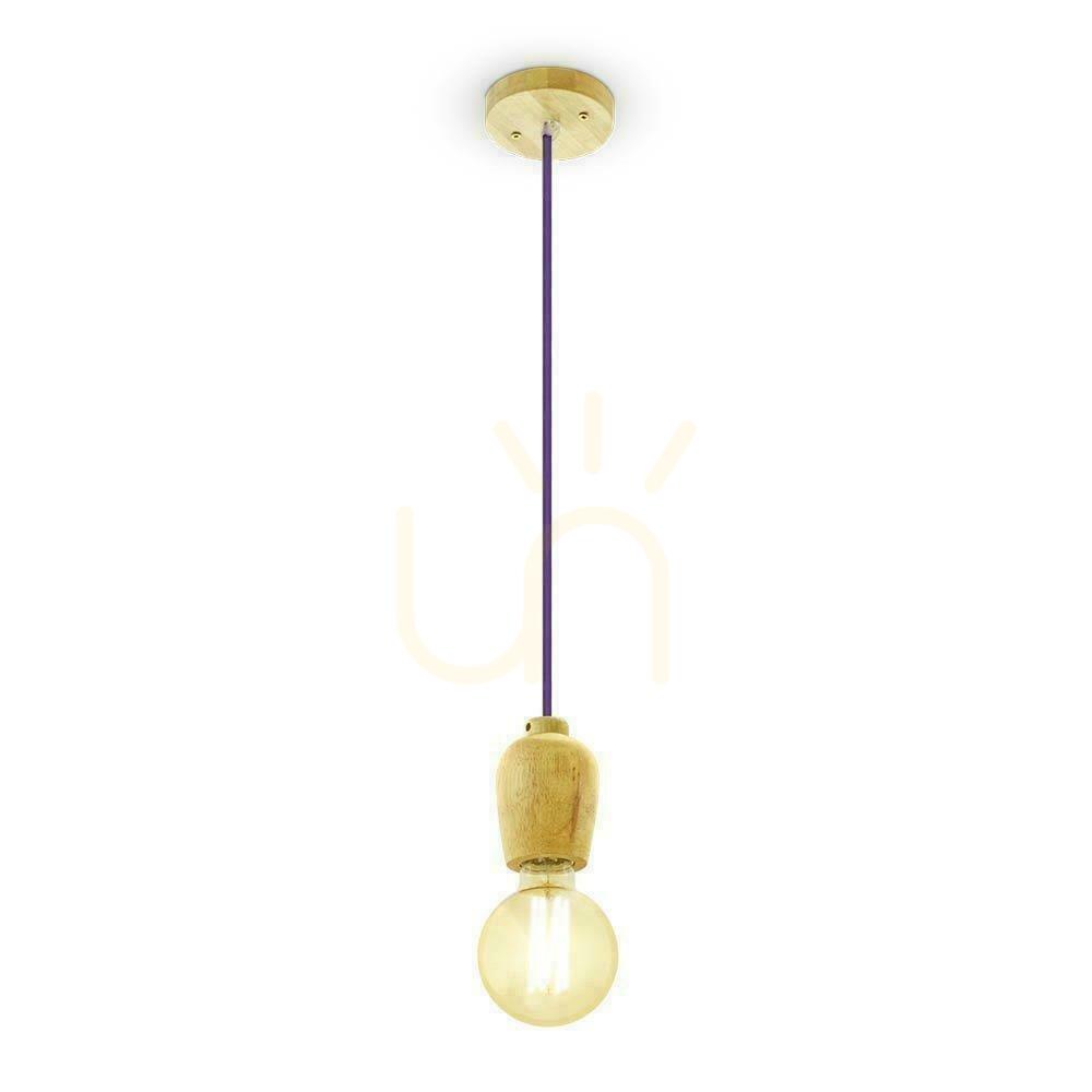 View V-TAC Pendant Luminaire Wood Purple Wire VT-7778-PR 5 Year Warranty V-TAC Pendant Luminaire Wood Purple Wire VT-7778-PR 5 Year Warranty