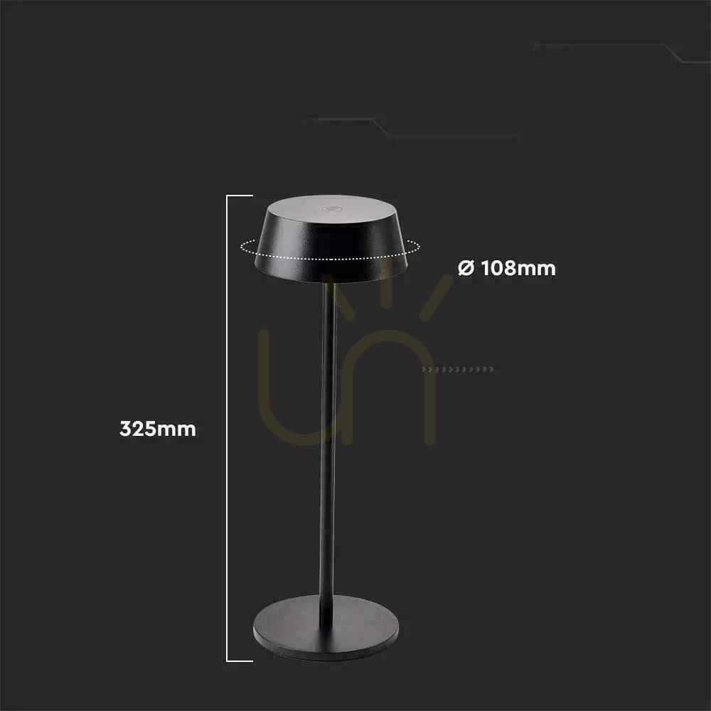 Display V-TAC 2W LED Charging Dimmable Nightstand Lamp IP54 Black VT-7562 3000K 200lm. V-TAC 2W LED Charging Dimmable Nightstand Lamp IP54 Black VT-7562 3000K 200lm.
