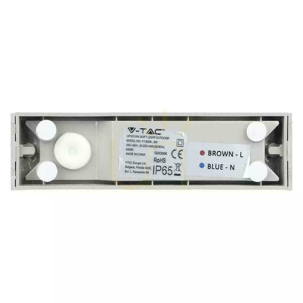 Display V-TAC 9W LED Wall Luminaire Top Down Gray IP65 VT-8056 4000K 850lm V-TAC 9W LED Wall Luminaire Top Down Gray IP65 VT-8056 4000K 850lm