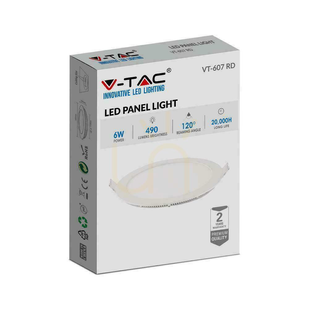 Preview LED panel V-TAC Premium Downlight 6W Round fi120 VT-607 2700K 490lm LED panel V-TAC Premium Downlight 6W Round fi120 VT-607 2700K 490lm