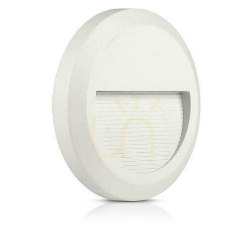 Check 2W LED V-TAC Stair Luminaire White Round 230V IP65 VT-1142 3000K 80lm