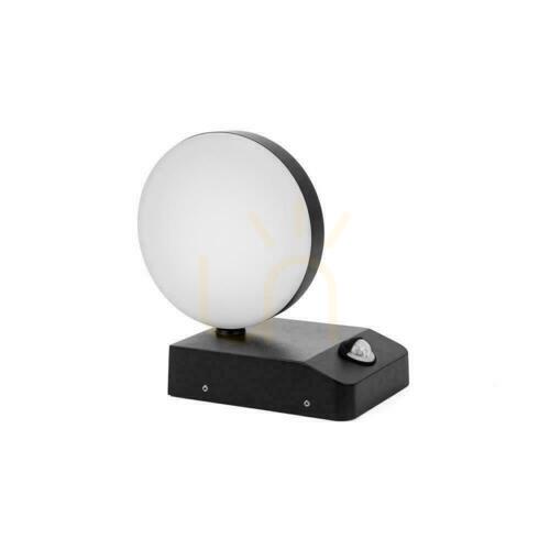 Check Projector Façade Luminaire V-TAC 17W LED Motion Sensor Round Black IP65 VT-11020S 3000K 2520lm