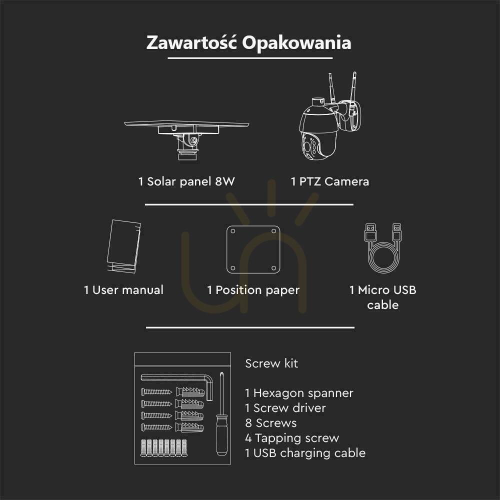 Show V-TAC WiFi HD SMART Solar PTZ Outdoor Camera IR White VT-11024 V-TAC WiFi HD SMART Solar PTZ Outdoor Camera IR White VT-11024