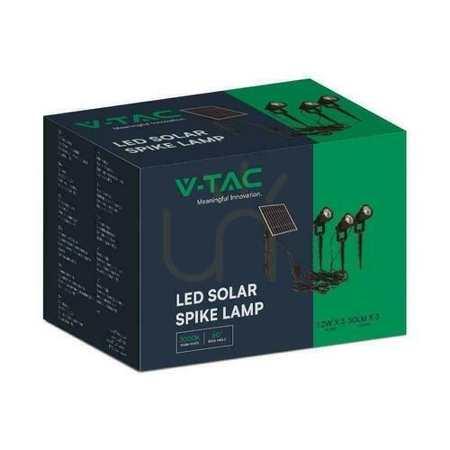 Check LED V-TAC Solar Driven Garden Ground Luminaire Set 3x1.2W IP65 VT-11032 3000K 50lm 3 Years Warranty