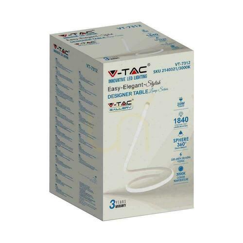 Check LED Lamp V-TAC Bent White Profile 20W 35cm VT-7312-W-N 3000K 1840lm 3 Years Warranty