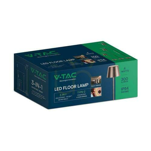 Check V-TAC 4W LED Floor Lamp Bronze Corten IP54 Rechargeable VT-7544-C 3000K 300lm.