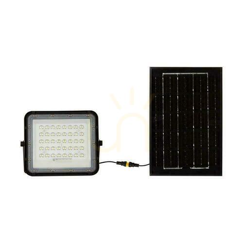 Check V-TAC 6W Solar LED Projector Remote Control, AUTO, Timer, IP65 Black VT-40W 6400K 400lm