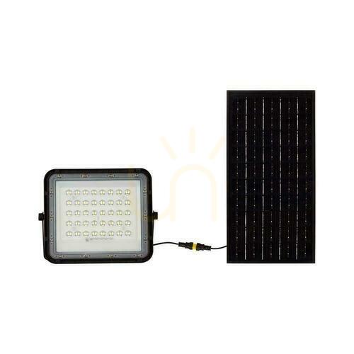 Check V-TAC 10W Solar LED Projector Remote Control, AUTO, Timer, IP65 Black VT-80W 4000K 800lm.