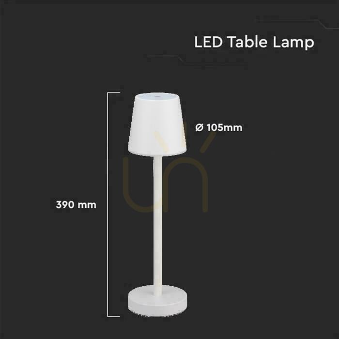 View V-TAC 3W LED Charging Dimmable Nightstand Lamp White VT-7703 4000K 70lm. V-TAC 3W LED Charging Dimmable Nightstand Lamp White VT-7703 4000K 70lm.