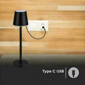V-TAC 3W LED Charging Dimmable Nightstand Desk Lamp Black VT-7703 4000K 70lm. small 4