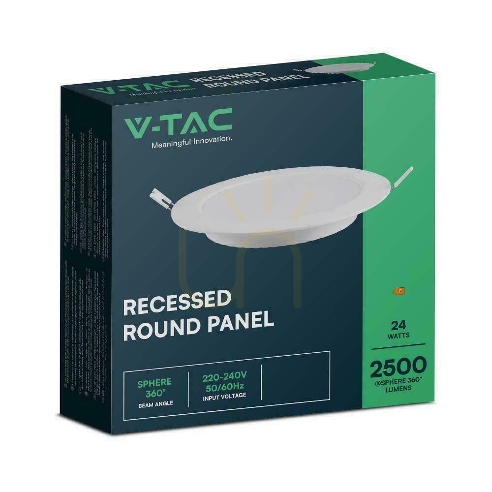 Preview V-TAC Recessed LED Panel Premium Downlight 24W Round fi300 VT-61024 6500K 2640lm. V-TAC Recessed LED Panel Premium Downlight 24W Round fi300 VT-61024 6500K 2640lm.