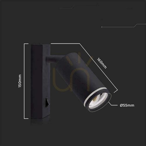Check Wall lamp V-TAC GU10 Aluminum Black with switch VT-429 3 Years Warranty