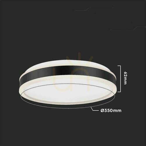 Check V-TAC VT-7779 LED Ceiling Light, 18 W, 4000 K, 1280 lm, Round, Black, Ø35 cm